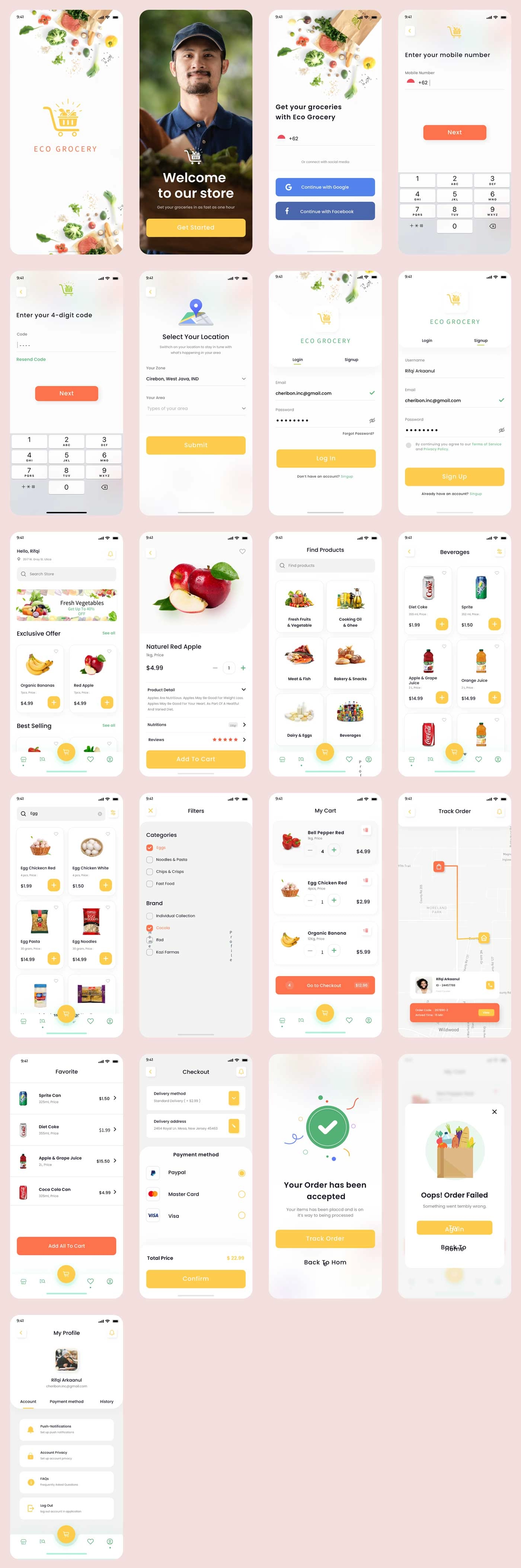 免费|Eco Grocery社区电商app ui设计 .fig素材下载 UI 第3张