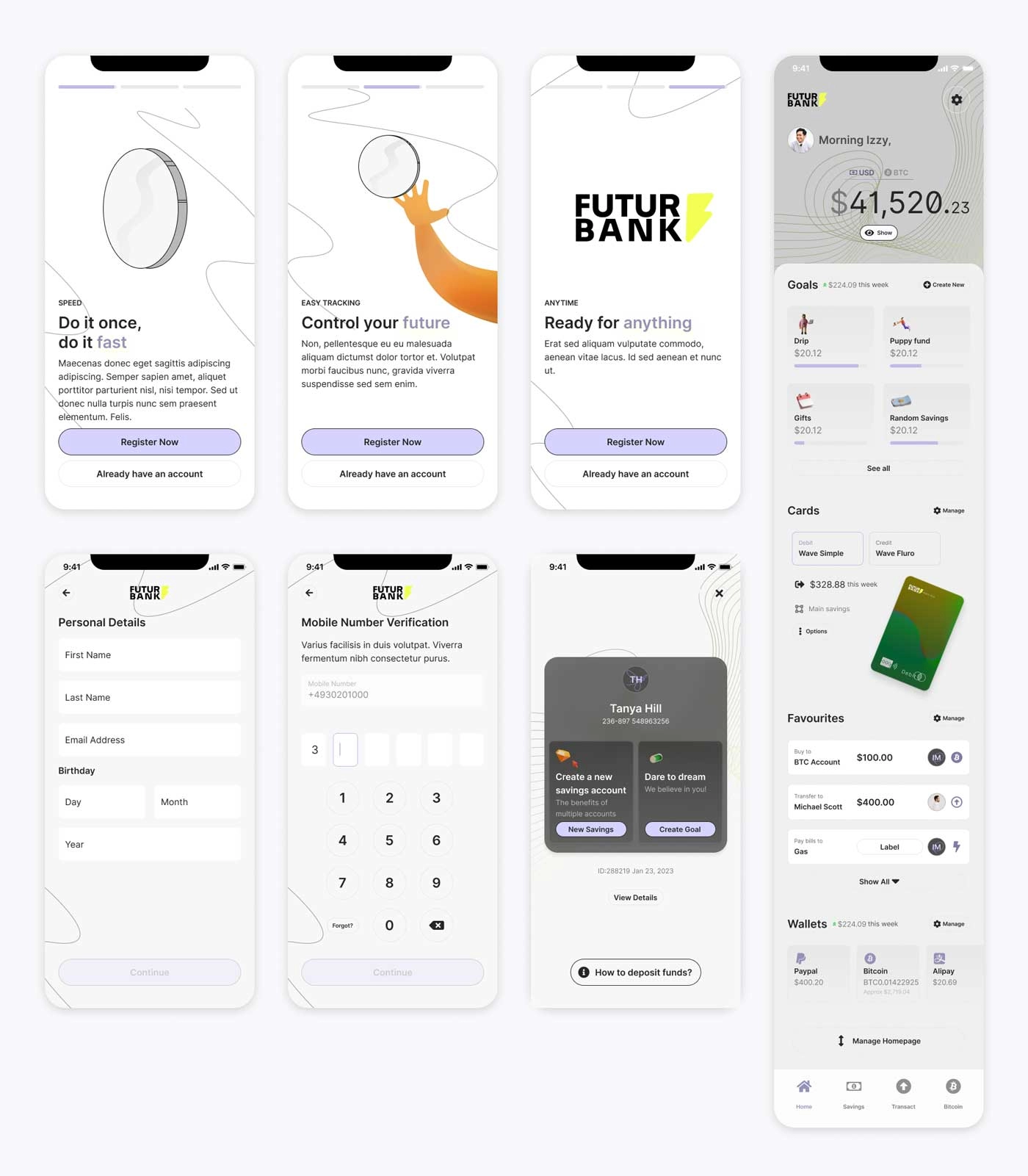FUTUR 金融银行app ui &设计系统 .fig素材下载 UI 第3张