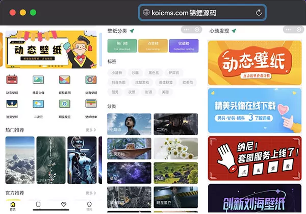 壁纸背景墙/头像/动态壁纸小程序源码-支持用户投稿_带部分采集功能_搭建教程