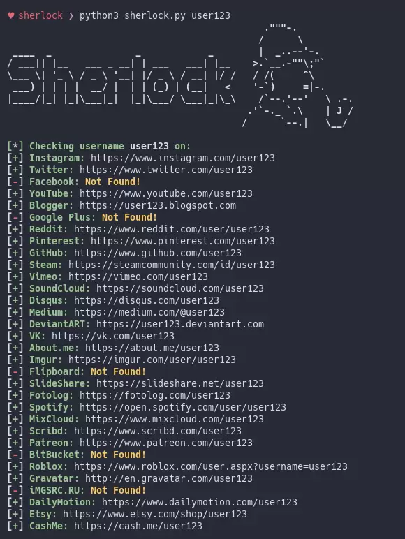Sherlock社交网络爬虫工具Python源码下载 脚本 第1张