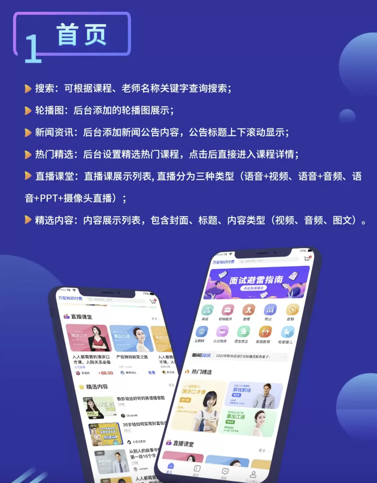 开源可商用知识付费系统开源WEB+UNIAPP版 网站源码 第1张