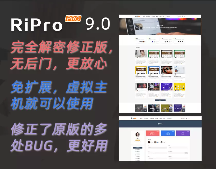 价值600Ripro9.0免扩展二优化开心版/WordPress博客主题Ripro wordpress 第1张