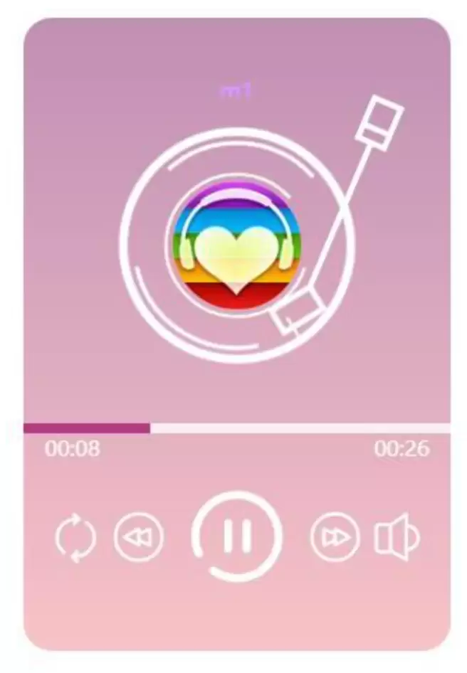 网页粉色渐变音乐播放器效果html源码 网站源码 第1张